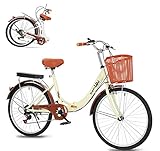 damen fahrrad 24Zoll Stadtrad,Damen Männlich Cityräder Retro Vintage...