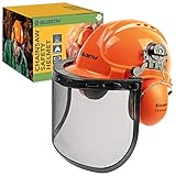 BLOSTM ﻿﻿Schutzhelm Kettensäge - 3-in-1 Orange Forsthelm, Schutzhelm mit...