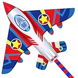 HONBO Kinder Drachen, Fighter Plane Drachen für Kinder und Erwachsene 58”breit mit...