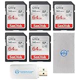 SanDisk SD-Karte, 64 GB, SD-Ultra, UHS-I, Klasse 10, SDSDUNB-064G-GN6IN, Bundle mit (1)...