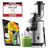 LEBENLANG Entsafter Slow Juicer Edelstahl - Gemüse und Obst & BPA-Frei l...