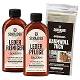 Schrader Lederpflege Set - Reiniger, Balsam und Poliertuch - farbneutral - Ledermöbel &...