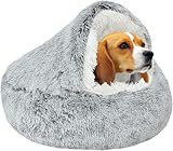 SUOXU Hunde-Beruhigungsbett, Donut-Kuschelnest, warmes, weiches Plüsch-Hundekissen mit...