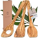 GOLDENBERG® Premium Holzkochlöffel Set Olive - feinstes Olivenholz aus Italien - Made in...