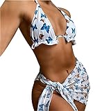 NHNKB Sommerkleid Damen Bikini Damen Set Bikini Damen Cut Cut Badeanzüge sexy Sarong...