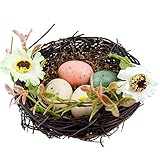 Vogelnest Deko, Mopoin Ostern Deko-Vogelnest mit 4 Eiern, Ostern Eiernest...