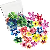 33Pcs Essbare Blumen Cupcake Topper,Blumen Party Kuchen Dekorationen,Tortendeko...