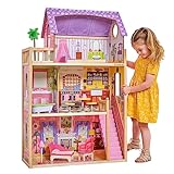 KidKraft Puppenhaus Kayla aus Holz mit Möbeln und Zubehör, Spielset mit 3 Spielebenen...