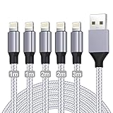 iPhone Ladekabel,Lightning Kabel [5Pack-1/1/2/2/3M] iPhone Schnellladekabel MFi...