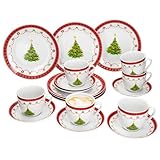 MamboCat Weihnachtstraum 18tlg Kaffeeservice I Porzellan-Kaffeeset für 6 Personen mit...