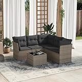 Torana 6-teiliges Lounge-Set mit Kissen, grau, Polyrattan