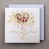 Art Nuvo HOCHZEITSEINLADUNGEN - 20 St. 135x135mm, MIT BEDRUCKBAREN EINLAGEN UND...