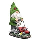 TERESA'S COLLECTIONS Beflockte Zwerg Gartenfigur mit Solarbeleuchtung 22cm...