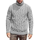 Herren Pullover mit Rundhalsausschnitt - Herren Strickpullover mit Kragen Solid...