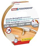 tesa Powerbond Montageband Schmal, 2 Stück - extra schmales Montageklebeband...