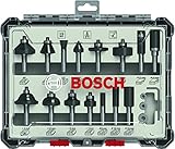 Bosch Professional 15tlg. Fräser Set Mixed (für Holz, Zubehör Oberfräsen mit 8 mm...