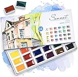 Sonnet Aquarellfarbkasten Set - 24 kräftige Studio Aquarellfarben - Hochwertige...