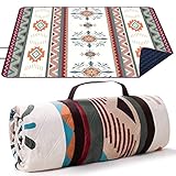 LARUTAN Outdoor Picknickdecke Boho, 200x200cm Stranddecke Sandfrei, Tragbare...