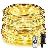 HAUSPROFI Led Lichterschlauch 20m 400LEDs lichterkette mit Fernbedienung für...