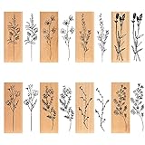 Holzstempel, 8 Stück Stempel Blumen Natürlichel Pflanze Mustern Stempel,...