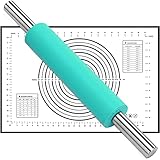 Bwelcam Nudelholz Nudelrolle,Silikon Teigroller mit Backmatte,Antihaft Rolling...