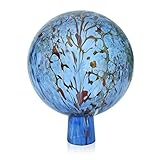 Lauschaer Glas Gartenkugel Rosenkugel aus Glas mit Granulat aquablau h 15 cm, d 12cm...