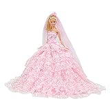 E-TING Prinzessin Puppe Kleid Kleidung Abend Party-Outfit + Schleier Set für...