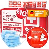 PURAHELP 10x KFZ Verbandstasche nach aktueller Norm 2023 DIN 13164:2022 (StVO konform) -...