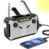 Solar Radio, AM/FM Tragbar Kurbelradio Dynamo Notfallradio mit 4000mAh Wiederaufladbare...