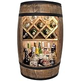 weeco Fassbar mit LED Beleuchtung und Weinhalter. Weinregal - Holzfass Hausbar 80cm....