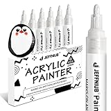 JEFFNIUB Weiß Acrylstifte Dicke Spitze 6Stück, Weiß Stift Wasserfest Marker Stifte für...