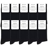 Occulto Damen 100% Baumwolle Socken 10er Pack (Modell: Inge) 10 Paar | Schwarz 35-38