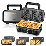 HOUSNAT Sandwichmaker 3 in 1 - Waffeleisen, Kontaktgrill, Sandwichtoaster -...