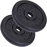 ScSPORTS® 10 kg Hantelscheiben Set 2 x 5 kg, Gusseisen Gewichtscheiben 30/31 mm Bohrung,...