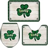 Set 3 Teilig Badvorleger Lucky Clovers Withs Und Grids Anti-Rutsch...