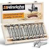 Hinrichs Forstnerbohrer Set 17 teilig im Holzkoffer - Forsterbohrerset 15 bis 40...