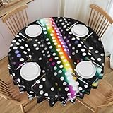 HJLUUFT Tischdecke mit glitzernden Regenbogen-Punkten, schwarz und weiß,...