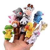 CHSYOO 10 x Klein Tierfiguren Fingerpuppe Samt Handpuppe, Plüschfigur Spielzeug Props...