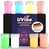 Bodypainting Farben - 8x Coole UV Farbe Körperfarbe MADE IN GERMANY -...