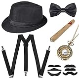 Sinoeem 1920s Herren Accessoires Inklusive Panama Gangster Hut Verstellbar Elastisch...