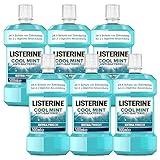 LISTERINE Cool Mint (6 x 500 ml), antibakterielle Mundspülung mit ätherischen Ölen &...