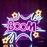 PILOYINDE Boom Neon Schild Coole und farbenfrohe Led Schilder USB-betriebene Neonschilder...