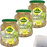 Kühne Silberzwiebeln in pikantem Aufguss 3er Pack (3x330g Glas) + usy Block