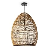 Paco Home Pendelleuchte Wohnzimmer Boho Korbleuchten Pendellampe Rattan LED Hängeleuchte...