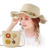 Czemo Mädchen Stroh Sonnenhut Mit Strandtasche mit Blumendekoration Süß Baby...