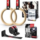 BeMaxx Turnringe Holz Gym Rings + Türanker & Trainings-eBook – Olympische Gymnastik...