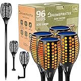 HOMEPROTEK Solar Fackeln für draußen - 4er-Set, XXL groß, 96 LED-Lampen mit 3...