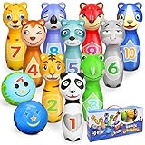 Sanlebi Kegelspiel für Kinder Ball Set mit 10 Kegel und 2 Bälle Bowling Set Mini Drin...