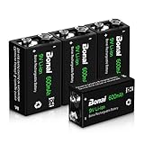 BONAI Akku 9V Block 600mAh Li-ion Wiederaufladbare Batterien 6F22 Lithium-ion 9 Volt...