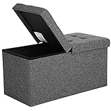 SONGMICS Sitzbank mit Stauraum, klappbare Sitztruhe, Aufbewahrungsbox, 38 x 76 x 38 cm,...